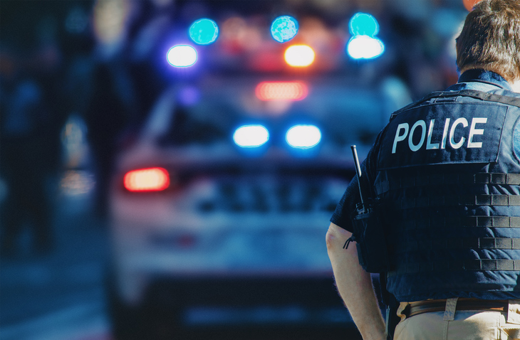 NEW YORK, USA - 01 MAY, 2020: Police officers performing his duties on the streets of Manhattan.